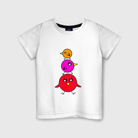 Детская футболка хлопок с принтом Птички , 100% хлопок | круглый вырез горловины, полуприлегающий силуэт, длина до линии бедер | воробьи | деверь | животные | звери | попугаи | птицы | птички