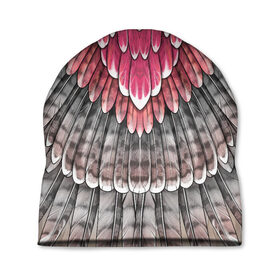 Шапка 3D с принтом оперение рассветный сокол , 100% полиэстер | универсальный размер, печать по всей поверхности изделия | feathers | plumage | друид | индеец | коричневый | королевна | оперение | орёл | пернатый | перо | перья | природа | птица | розовый | серый | сова | сокол | сон | ястреб