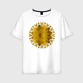 Женская футболка хлопок Oversize с принтом Новые товары , 100% хлопок | свободный крой, круглый ворот, спущенный рукав, длина до линии бедер
 | золото | символ | солнце | узор