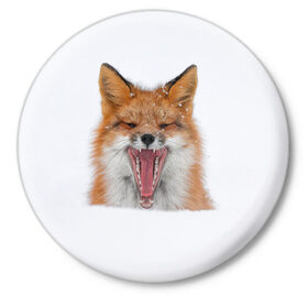 Значок с принтом Снежная лиса ,  металл | круглая форма, металлическая застежка в виде булавки | Тематика изображения на принте: fox | foxy | животное | звери | лиса | лисенок | лисичка | милая | рыжая | фокс