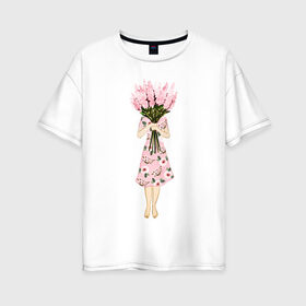 Женская футболка хлопок Oversize с принтом Я стесняюсь , 100% хлопок | свободный крой, круглый ворот, спущенный рукав, длина до линии бедер
 | 8 марта | dreams | всемирный женский день | цветы