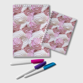 Блокнот с принтом Зефир белый и розовый , 100% бумага | 48 листов, плотность листов — 60 г/м2, плотность картонной обложки — 250 г/м2. Листы скреплены удобной пружинной спиралью. Цвет линий — светло-серый
 | валентинов день | влюбленные | зефир | любовь | пирожное | романтика | сладости