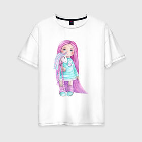 Женская футболка хлопок Oversize с принтом Маленькая девочка , 100% хлопок | свободный крой, круглый ворот, спущенный рукав, длина до линии бедер
 | 8 марта | dreams | всемирный женский день | цветы