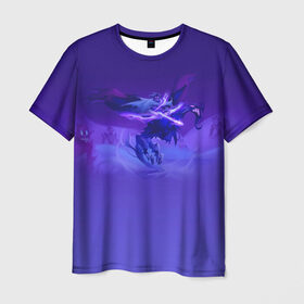 Мужская футболка 3D с принтом Тёмный всадник , 100% полиэфир | прямой крой, круглый вырез горловины, длина до линии бедер | fantasy | магия | мистика | рисунок | фэнтези