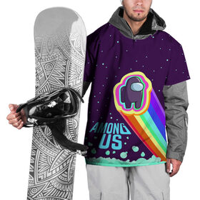 Накидка на куртку 3D с принтом AMONG US neon rainbow , 100% полиэстер |  | Тематика изображения на принте: детский | космос | неоновый | радуга | стильная | тренд | яркий