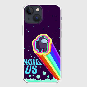 Чехол для iPhone 13 mini с принтом AMONG US neon rainbow ,  |  | детский | космос | неоновый | радуга | стильная | тренд | яркий