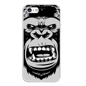 Чехол для iPhone 5/5S матовый с принтом animal crunch , Силикон | Область печати: задняя сторона чехла, без боковых панелей | angry | animal | power | горилла | животное | злой | спорт
