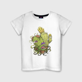 Детская футболка хлопок с принтом Кактусы , 100% хлопок | круглый вырез горловины, полуприлегающий силуэт, длина до линии бедер | cactus | зубы | кактус | растения