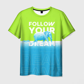 Мужская футболка 3D с принтом Следуй за своей мечтой , 100% полиэфир | прямой крой, круглый вырез горловины, длина до линии бедер | animal | dream | elephant | zebra | животные | звери | зебра | мечта | следуй за своей мечтой | слон