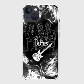 Чехол для iPhone 13 с принтом The Beatles ,  |  | beatles | music | retro | rock | битлз | гитара | джон леннон | джордж харрисон | дым | логотипы групп | музыка | песни | пол маккартини | ретро | ринго старр | рок группа | рокерские | старый рок | черно белый