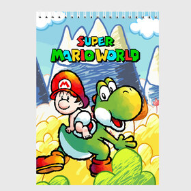 Скетчбук с принтом Baby Mario , 100% бумага
 | 48 листов, плотность листов — 100 г/м2, плотность картонной обложки — 250 г/м2. Листы скреплены сверху удобной пружинной спиралью | 16 bit | 16 бит | geek | island | snes | yoshi | марио | ретро