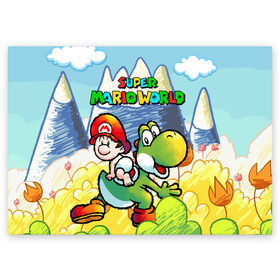 Поздравительная открытка с принтом Baby Mario , 100% бумага | плотность бумаги 280 г/м2, матовая, на обратной стороне линовка и место для марки
 | 16 bit | 16 бит | geek | island | snes | yoshi | марио | ретро