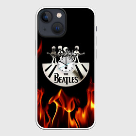 Чехол для iPhone 13 mini с принтом The Beatles ,  |  | fire | the beatles | the beatles lettering | the beatles print | world day of the beatles | всемирный день the beatles | группа the beatles | музыкальная группа the beatles | надпись the beatles | огонь | принт the beatles