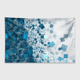 Флаг-баннер с принтом АБСТРАКЦИЯ ИЗ КВАДРАТОВ , 100% полиэстер | размер 67 х 109 см, плотность ткани — 95 г/м2; по краям флага есть четыре люверса для крепления | tegunvteg | абстракция | блестки | квадрат | куб | мозаика | пиксели | синий | стекло | текстура | узор