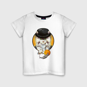 Детская футболка хлопок с принтом Кот Джентльмен  из Британии  , 100% хлопок | круглый вырез горловины, полуприлегающий силуэт, длина до линии бедер | cat | звери | киса | киска | кисуля | кот | кот мем | коты | кошак | кошечка | кошка | мем | мышка | с кошкой