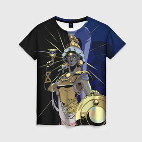 Женская футболка 3D с принтом Hades Афина , 100% полиэфир ( синтетическое хлопкоподобное полотно) | прямой крой, круглый вырез горловины, длина до линии бедер | hades | афина | игра | компьютерная | подарок | половина | синий | хейдс | хэйдс | черный