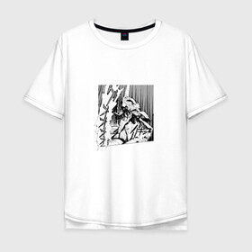 Мужская футболка хлопок Oversize с принтом Eva 01 , 100% хлопок | свободный крой, круглый ворот, “спинка” длиннее передней части | eva 01 | evangelion | аниме | ева 01 | евангелион | манга | робот