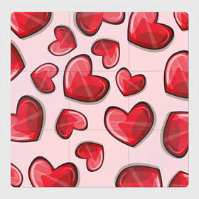 Магнитный плакат 3Х3 с принтом Узор Сердечки для влюбленных , Полимерный материал с магнитным слоем | 9 деталей размером 9*9 см | Тематика изображения на принте: 14 февраля | влюбленным | день святого валентина | красные | любовь | парные | подарок | сердечки | узор