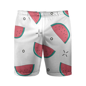 Мужские шорты спортивные с принтом Нарисованный арбуз ,  |  | Тематика изображения на принте: арбуз | белый | вкусный | детский | еда | летний | нарисованный | паттерн | простой | узор