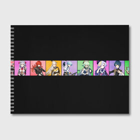Альбом для рисования с принтом Genshin Impact - Полоса , 100% бумага
 | матовая бумага, плотность 200 мг. | genshin impact | анимэ | все персонажи | геншин | герои genshin | игра | квадраты | компьютерная | магический | персонаж | подарок | черный