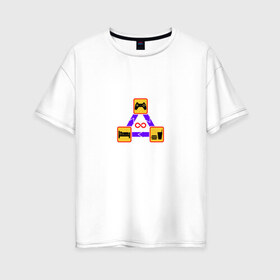 Женская футболка хлопок Oversize с принтом Eat Sleep Game Repeat , 100% хлопок | свободный крой, круглый ворот, спущенный рукав, длина до линии бедер
 | game | tegunvteg | джойстик | еда | игры | приставка | сон | треугольник