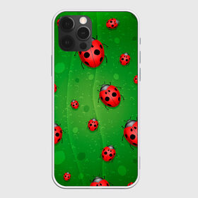 Чехол для iPhone 12 Pro с принтом БОЖЬИ КОРОВКИ , силикон | область печати: задняя сторона чехла, без боковых панелей | tegunvteg | божьи | букашки | деревья | зеленый | коровки | лес | листья | насекомые | природа | пятна | тараканы
