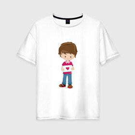 Женская футболка хлопок Oversize с принтом Я люблю тебя , 100% хлопок | свободный крой, круглый ворот, спущенный рукав, длина до линии бедер
 | влюбленность | мальчик | парные | сердце