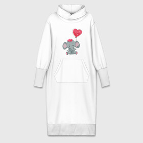 Платье удлиненное хлопок с принтом Влюбленный слоник ,  |  | влюбленность | животные | мальчик | парные | сердце | слоник | шары