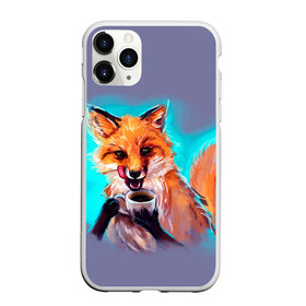 Чехол для iPhone 11 Pro Max матовый с принтом Лиса с кофе , Силикон |  | fox | foxy | животное | звери | лиса | лисенок | лисичка | милая | рыжая | фокс