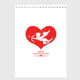 Скетчбук с принтом Happy Valentines Day , 100% бумага
 | 48 листов, плотность листов — 100 г/м2, плотность картонной обложки — 250 г/м2. Листы скреплены сверху удобной пружинной спиралью | 14 февраля | love | valentines day | амур | валентинка | вторая половинка | день всех влюбленных | купидон | любовь | отношения | подарок любви | поцелуй | праздник любви | романтика | свидание | сердечки