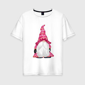Женская футболка хлопок Oversize с принтом гномик , 100% хлопок | свободный крой, круглый ворот, спущенный рукав, длина до линии бедер
 | гном | любовь | сердечко
