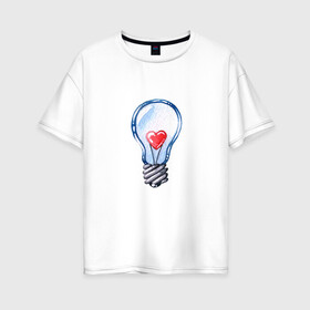 Женская футболка хлопок Oversize с принтом Ты-мой свет , 100% хлопок | свободный крой, круглый ворот, спущенный рукав, длина до линии бедер
 | лампа | любовь | сердечко