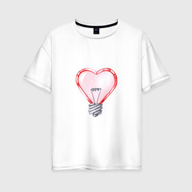 Женская футболка хлопок Oversize с принтом Ты-мой свет , 100% хлопок | свободный крой, круглый ворот, спущенный рукав, длина до линии бедер
 | лампа | любовь | сердечко