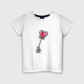 Детская футболка хлопок с принтом Ты мой ключик , 100% хлопок | круглый вырез горловины, полуприлегающий силуэт, длина до линии бедер | ключик | любовь | сердечко