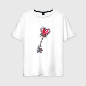 Женская футболка хлопок Oversize с принтом Ты мой ключик , 100% хлопок | свободный крой, круглый ворот, спущенный рукав, длина до линии бедер
 | ключик | любовь | сердечко