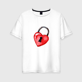 Женская футболка хлопок Oversize с принтом Замочек , 100% хлопок | свободный крой, круглый ворот, спущенный рукав, длина до линии бедер
 | замок | любовь | сердечко