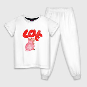 Детская пижама хлопок с принтом Барашек , 100% хлопок |  брюки и футболка прямого кроя, без карманов, на брюках мягкая резинка на поясе и по низу штанин
 | баран | любовь | сердечко