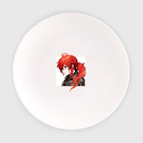 Тарелка с принтом Дилюк , фарфор | диаметр - 210 мм
диаметр для нанесения принта - 120 мм | арт | дилюк | красные волосы | красный | рисунок