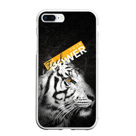 Чехол для iPhone 7Plus/8 Plus матовый с принтом Почувствуй свою силу , Силикон | Область печати: задняя сторона чехла, без боковых панелей | feel | power | tiger | белый | животное | сила | тигр | хищник | черный