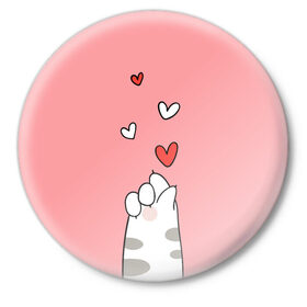 Значок с принтом Cat love ,  металл | круглая форма, металлическая застежка в виде булавки | 14 февряля | amor | kiss | love | love you | my love | valentine | валентин | люблю | любовь | отношения | пара | поцелуй | я люблю