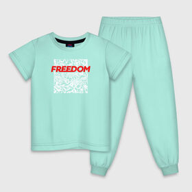 Детская пижама хлопок с принтом Свобода / Freedom , 100% хлопок |  брюки и футболка прямого кроя, без карманов, на брюках мягкая резинка на поясе и по низу штанин
 | freedom | свобода