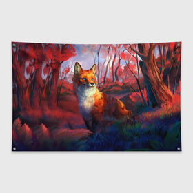 Флаг-баннер с принтом Рыжая лиса , 100% полиэстер | размер 67 х 109 см, плотность ткани — 95 г/м2; по краям флага есть четыре люверса для крепления | fox | foxy | животное | звери | лиса | лисенок | лисичка | милая | рыжая | фокс