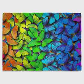 Плед 3D с принтом Радужные бабочки , 100% полиэстер | закругленные углы, все края обработаны. Ткань не мнется и не растягивается | Тематика изображения на принте: абстракция | бабочки | градиент | неон | природа | радуга | узор | фон | яркий узор
