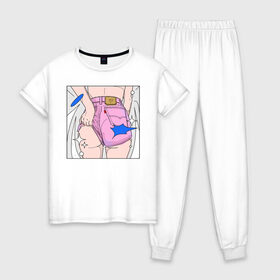 Женская пижама хлопок с принтом Sexy girl , 100% хлопок | брюки и футболка прямого кроя, без карманов, на брюках мягкая резинка на поясе и по низу штанин | любовь | туфли