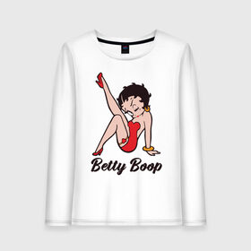 Женский лонгслив хлопок с принтом Betty Boop , 100% хлопок |  | Тематика изображения на принте: betty boop | любовь