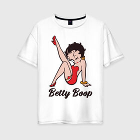 Женская футболка хлопок Oversize с принтом Betty Boop , 100% хлопок | свободный крой, круглый ворот, спущенный рукав, длина до линии бедер
 | Тематика изображения на принте: betty boop | любовь