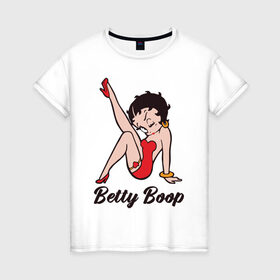 Женская футболка хлопок с принтом Betty Boop , 100% хлопок | прямой крой, круглый вырез горловины, длина до линии бедер, слегка спущенное плечо | Тематика изображения на принте: betty boop | любовь