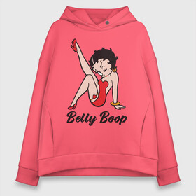 Женское худи Oversize хлопок с принтом Betty Boop , френч-терри — 70% хлопок, 30% полиэстер. Мягкий теплый начес внутри —100% хлопок | боковые карманы, эластичные манжеты и нижняя кромка, капюшон на магнитной кнопке | Тематика изображения на принте: betty boop | любовь