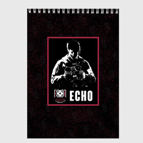 Скетчбук с принтом Echo , 100% бумага
 | 48 листов, плотность листов — 100 г/м2, плотность картонной обложки — 250 г/м2. Листы скреплены сверху удобной пружинной спиралью | Тематика изображения на принте: echo | r6s | rainbow six siege | оперативник | персонаж | эхо