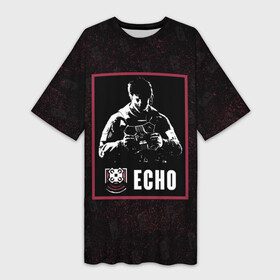 Платье-футболка 3D с принтом Echo ,  |  | Тематика изображения на принте: echo | r6s | rainbow six siege | оперативник | персонаж | эхо